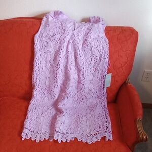 Nwt London Times Lavender Lace Sleeveless Dress